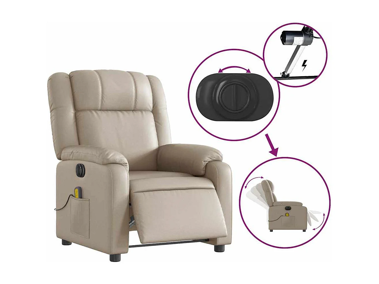 Fauteuil inclinable électrique-Fauteuil de massage pour Salon cappuccino similicuir SHL4772