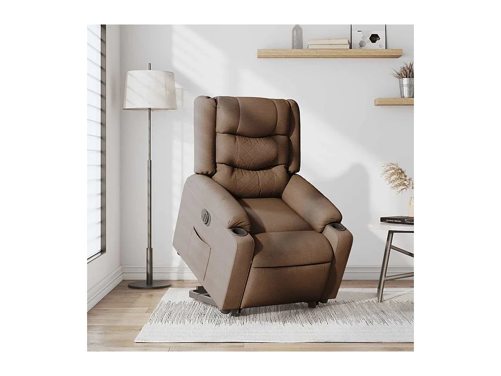 Poltrona Confortável | Poltrona reclinável elevatória elétrica tecido castanho SHL363725