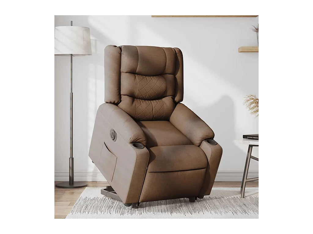 Poltrona Confortável | Poltrona reclinável elevatória elétrica tecido castanho SHL363725
