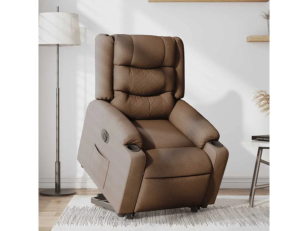 Fauteuil inclinable électrique-Chaise de relax-Fauteuil TV marron tissu SHL2994
