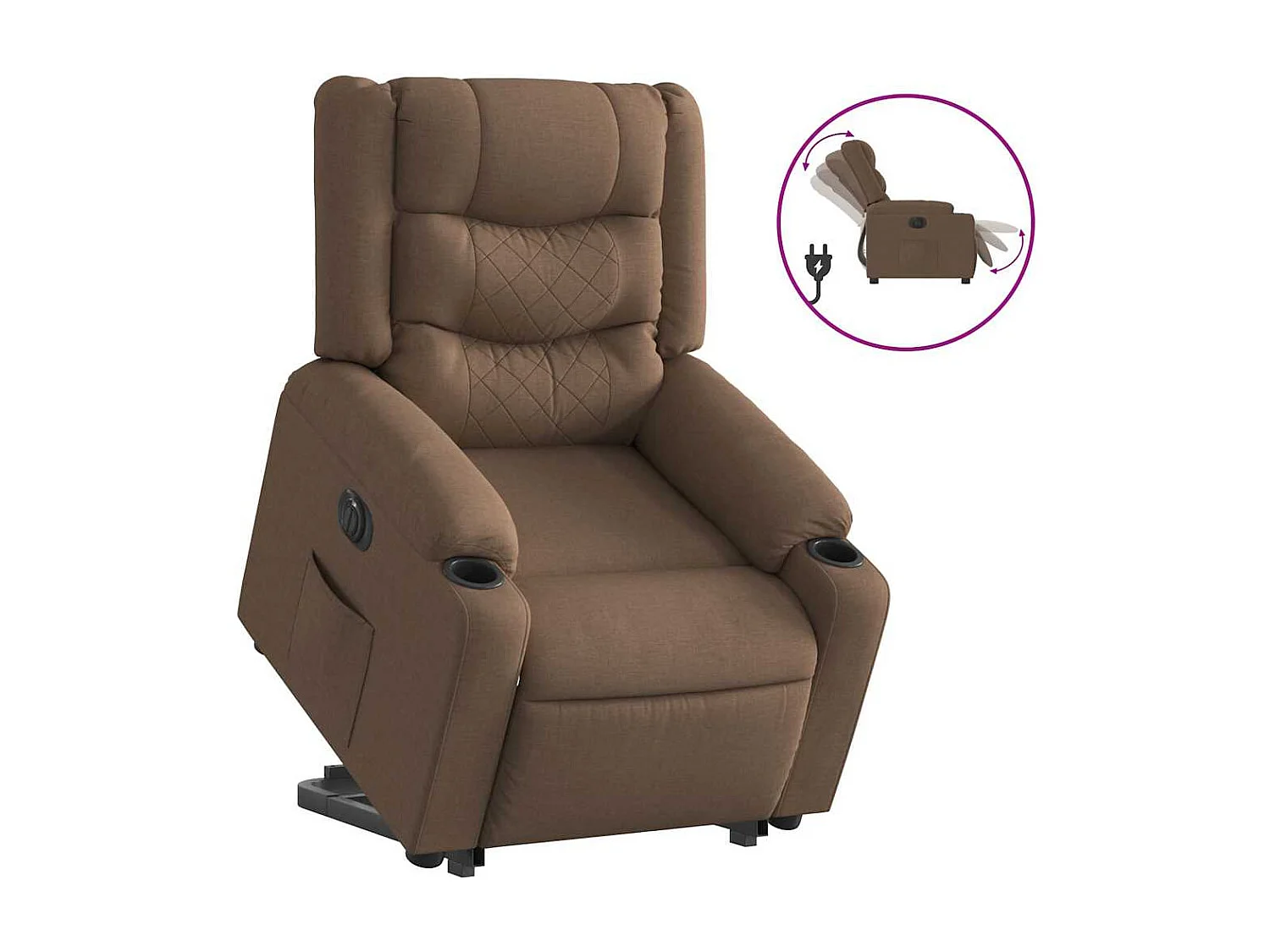Fauteuil inclinable électrique-Chaise de relax-Fauteuil TV marron tissu SHL2994