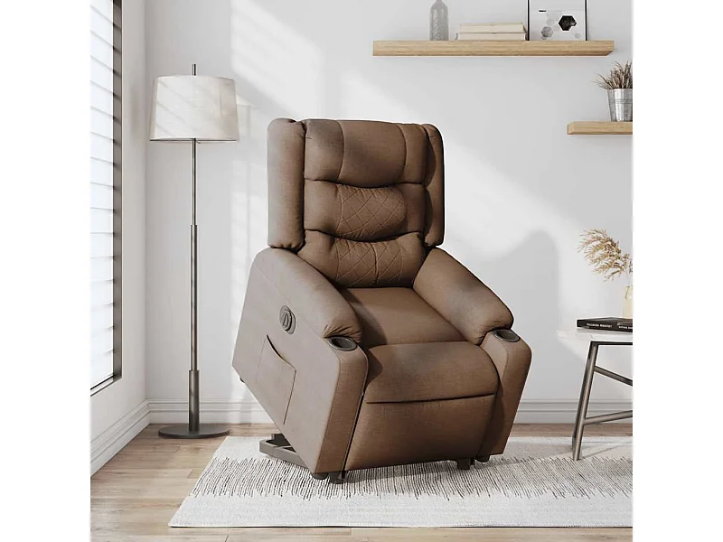 Fauteuil inclinable électrique-Chaise de relax-Fauteuil TV marron tissu SHL2994
