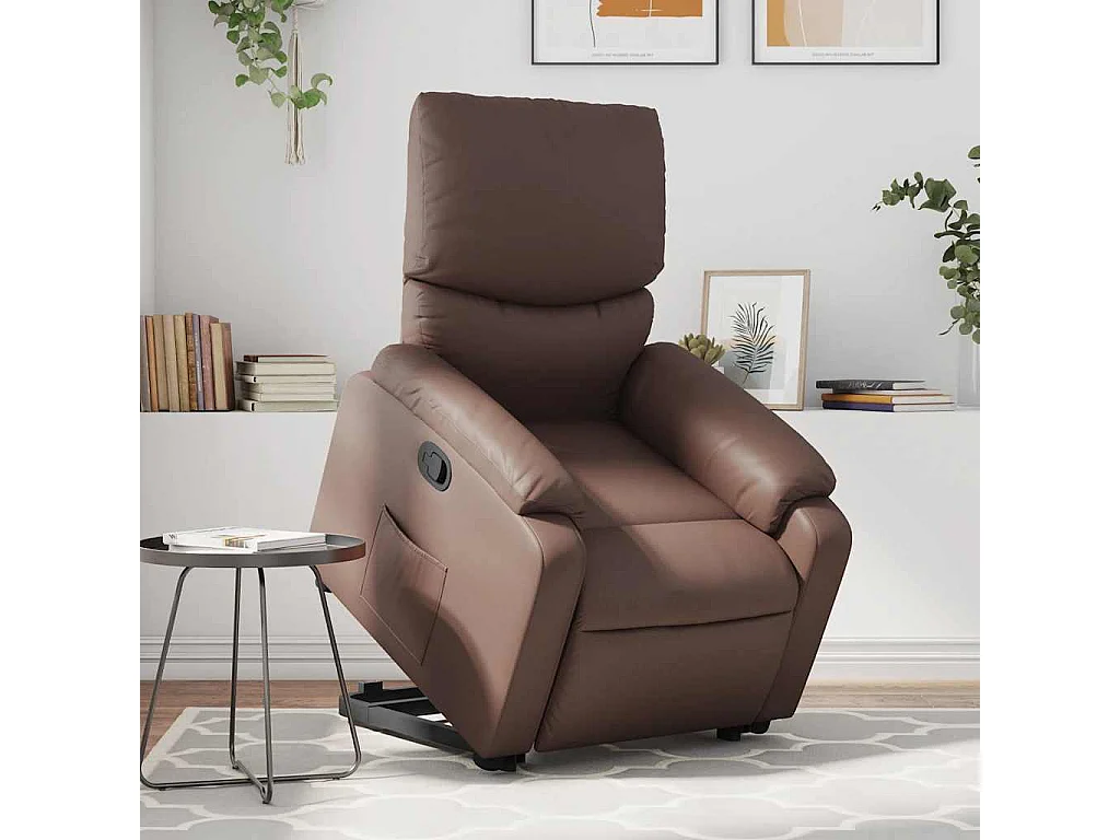 Fauteuil inclinable-Chaise de relax-Fauteuil salon marron similicuir SHL4504