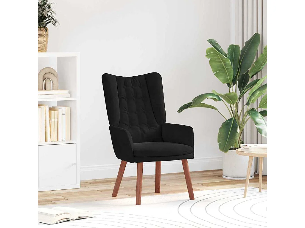 Sillón de relax | Silla Relax | Sillón de salón Negro 63x67x94 cm Terciopelo SHL2682