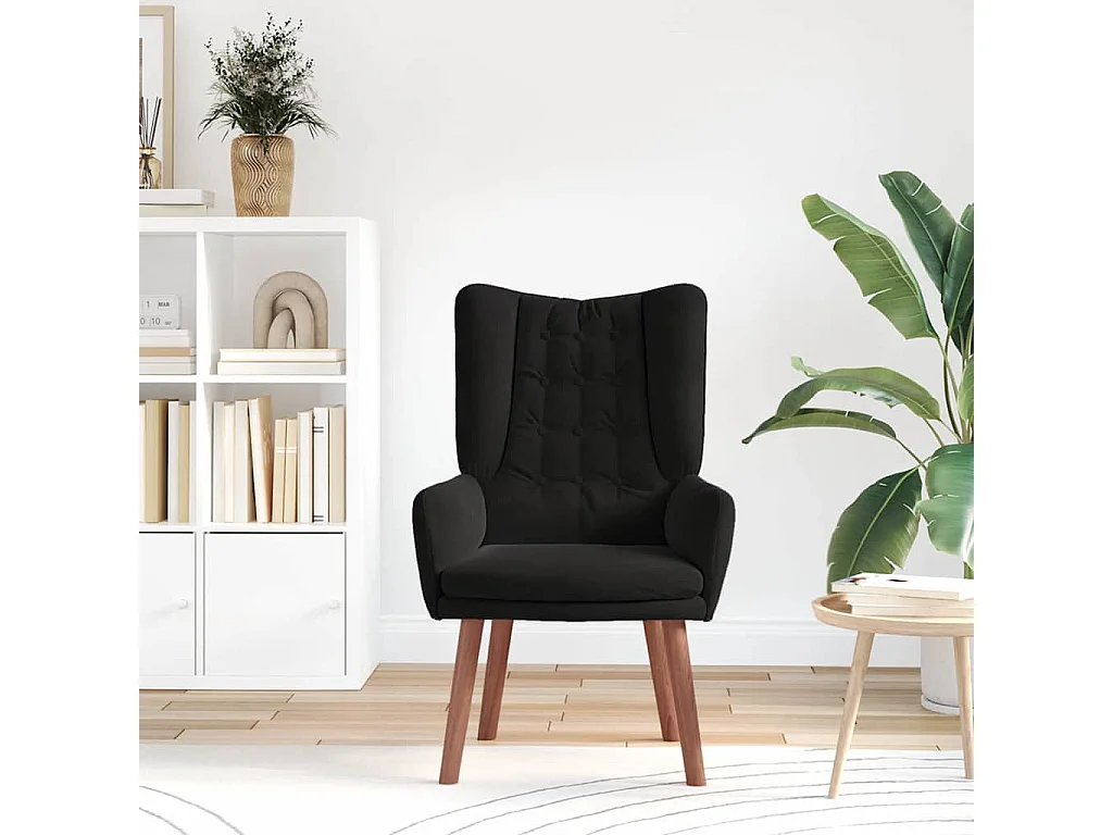 Sillón de relax | Silla Relax | Sillón de salón Negro 63x67x94 cm Terciopelo SHL2682