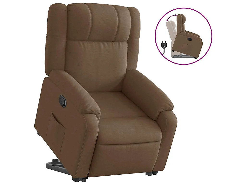 Fauteuil inclinable-Chaise de relax-Fauteuil salon Marron Tissu SHL2586