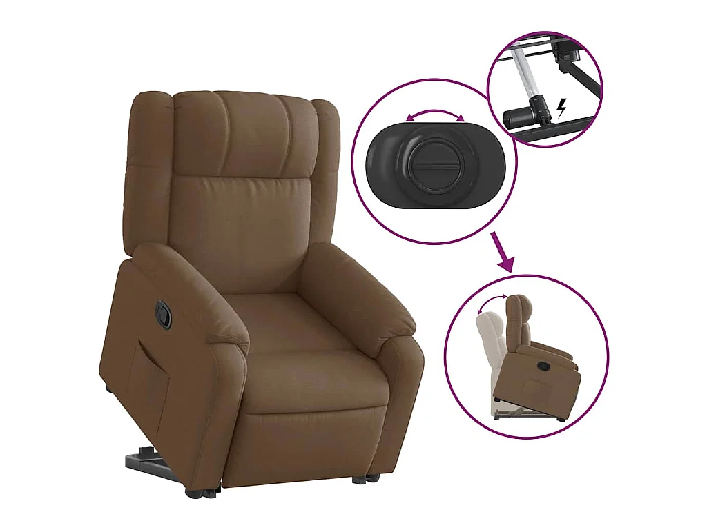 Fauteuil inclinable-Chaise de relax-Fauteuil salon Marron Tissu SHL2586