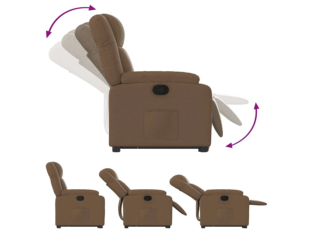 Fauteuil inclinable-Chaise de relax-Fauteuil salon Marron Tissu SHL2586