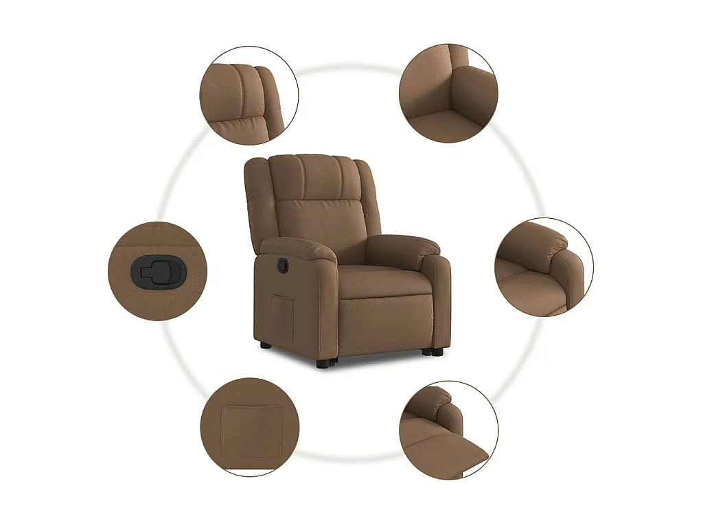 Fauteuil inclinable-Chaise de relax-Fauteuil salon Marron Tissu SHL2586