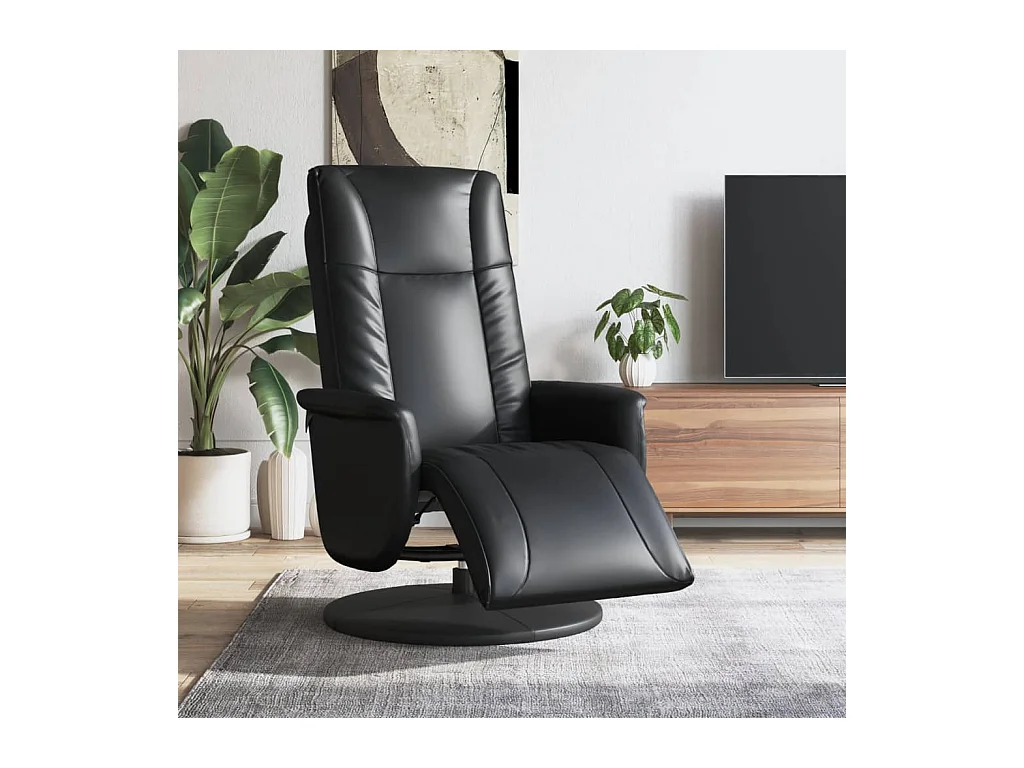 Fauteuil inclinable-Fauteuil de salon avec repose-pieds noir similicuir SHL2426