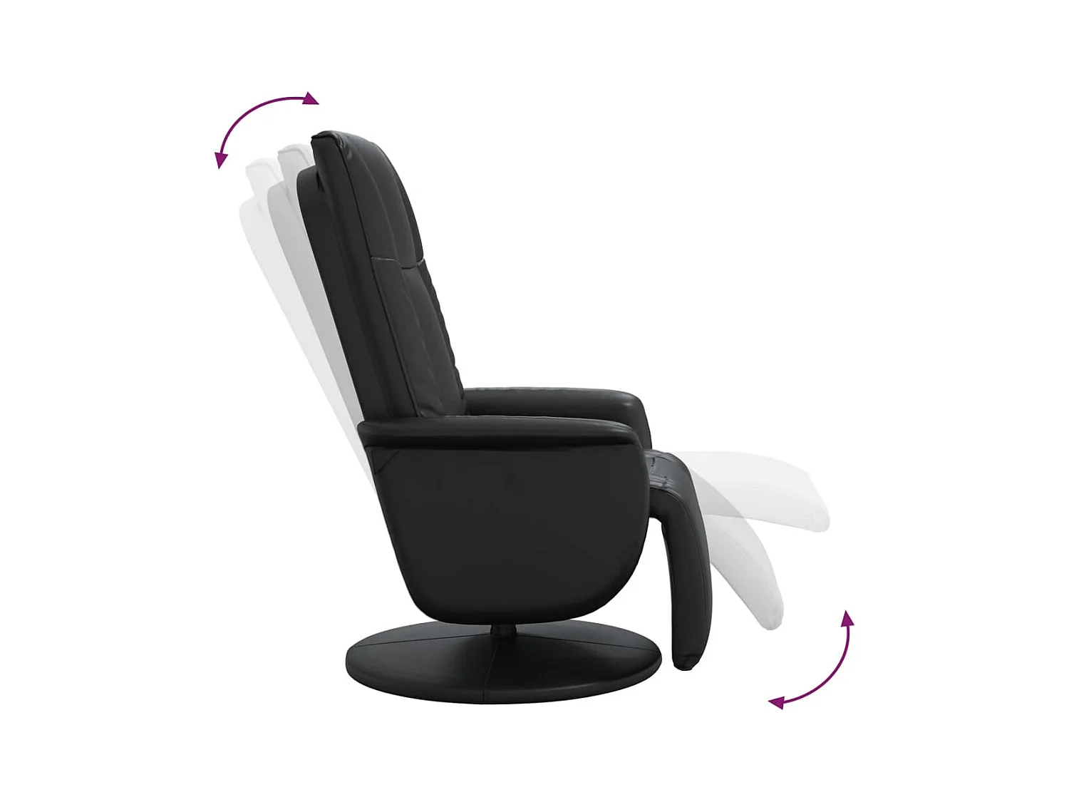 Fauteuil inclinable-Fauteuil de salon avec repose-pieds noir similicuir SHL2426