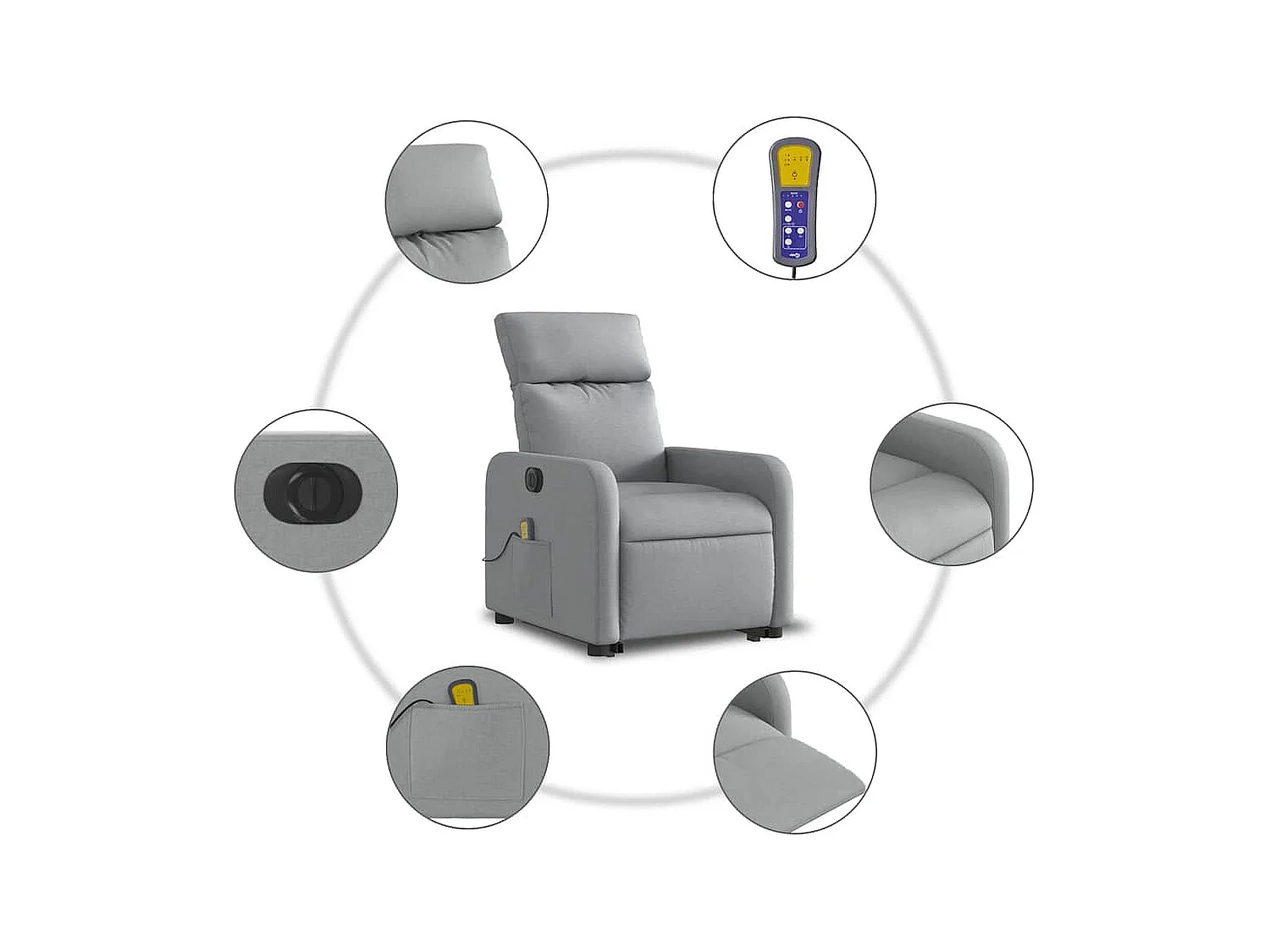 Sillón de salón | Silla | Sillón de masaje eléctrico reclinable elevable tela gris claro SHL3922