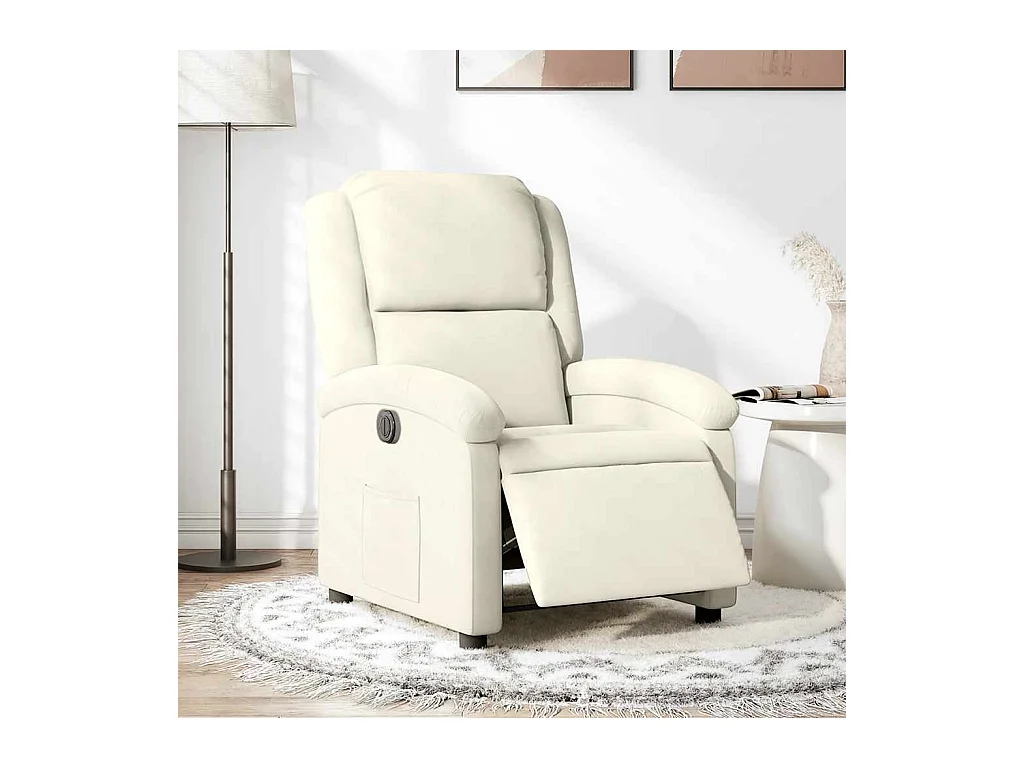 Sillón de relax | Silla | Sillón reclinable eléctrico de terciopelo blanco crema SHL9524