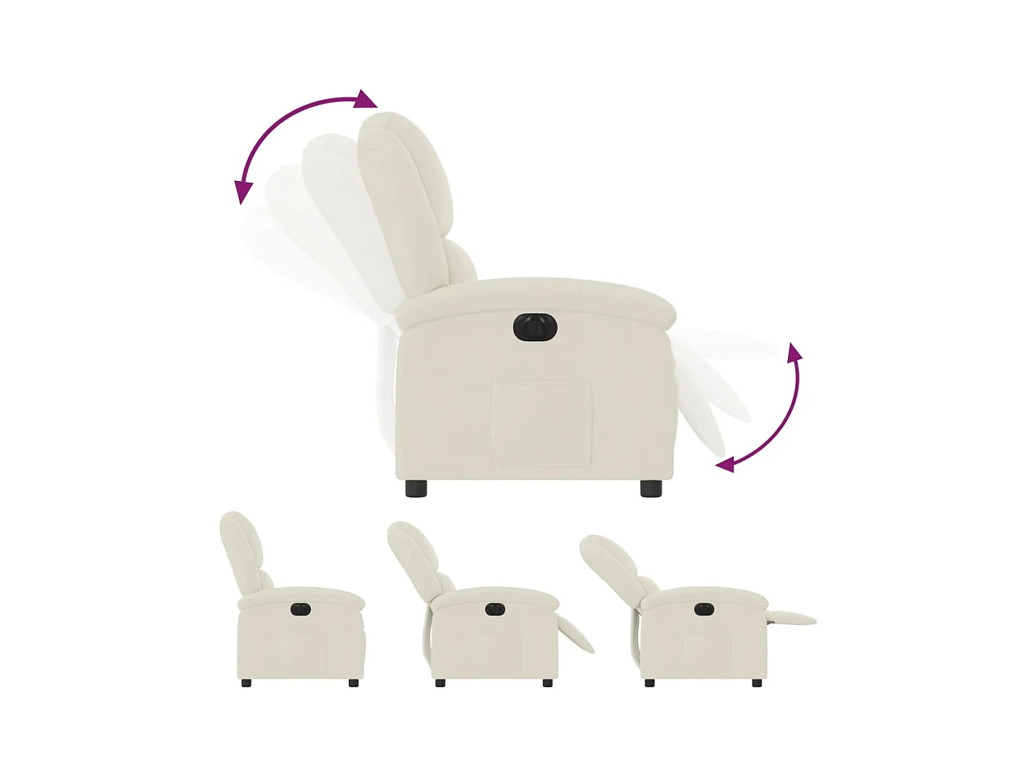 Sillón de relax | Silla | Sillón reclinable eléctrico de terciopelo blanco crema SHL9524