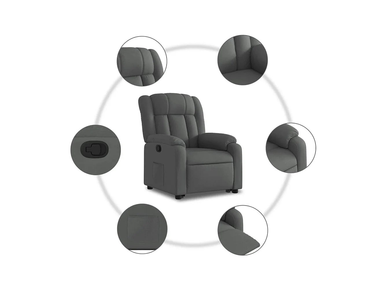 Sillón de relax | Silla | Sillón reclinable elevable de tela gris oscuro SHL5509