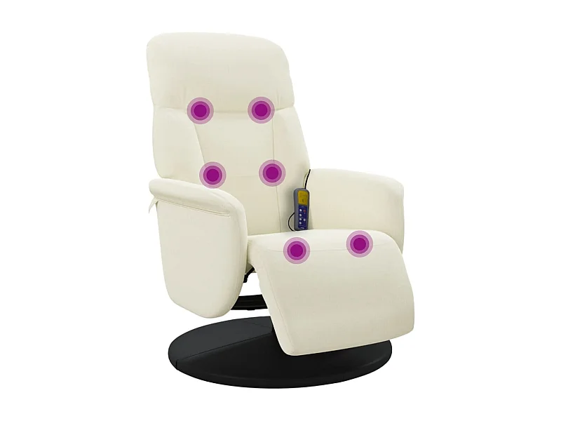 Sillón de relax | Sillón reclinable masaje con reposapiés terciopelo color crema SHL9357