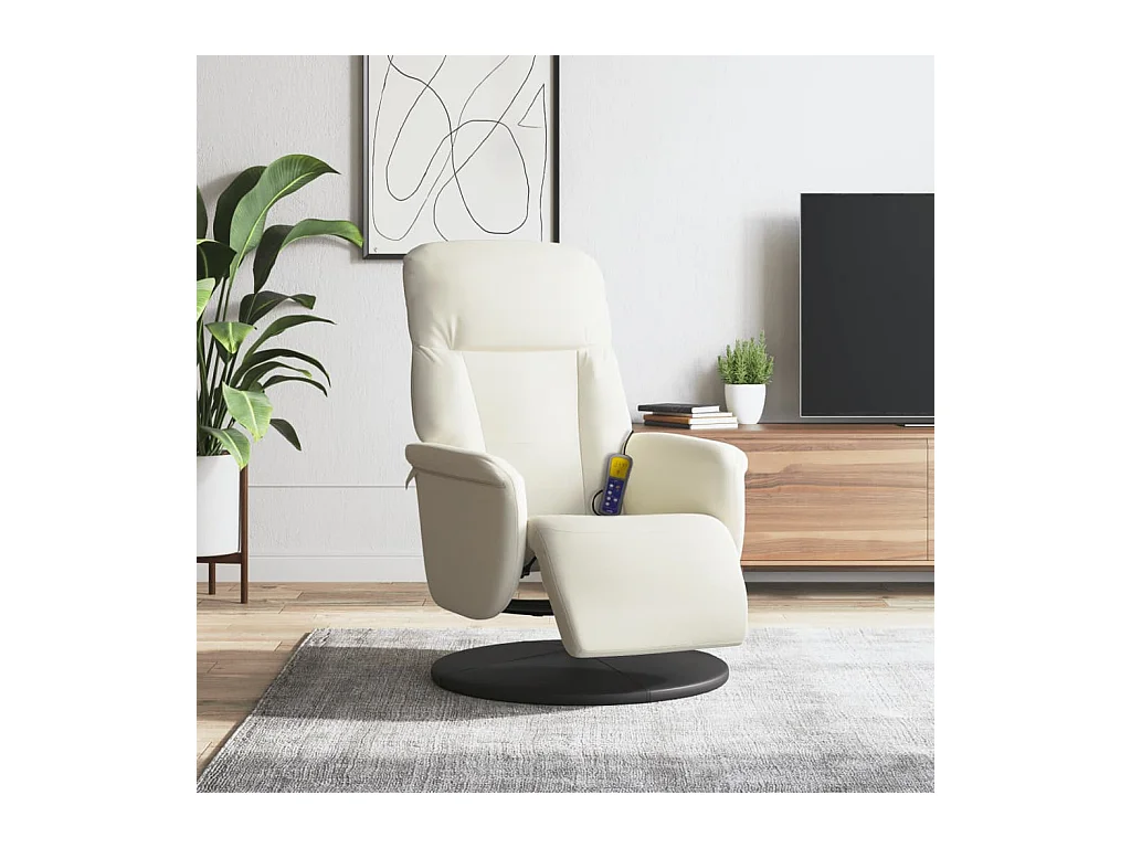 Sillón de relax | Sillón reclinable masaje con reposapiés terciopelo color crema SHL9357