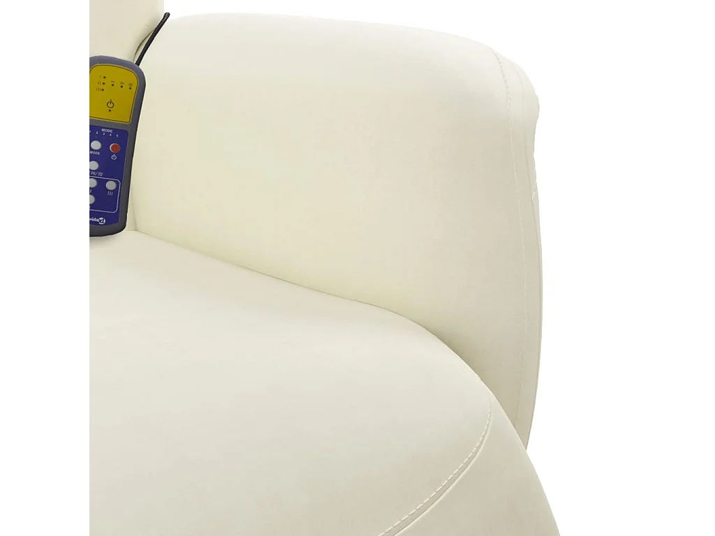 Sillón de relax | Sillón reclinable masaje con reposapiés terciopelo color crema SHL9357