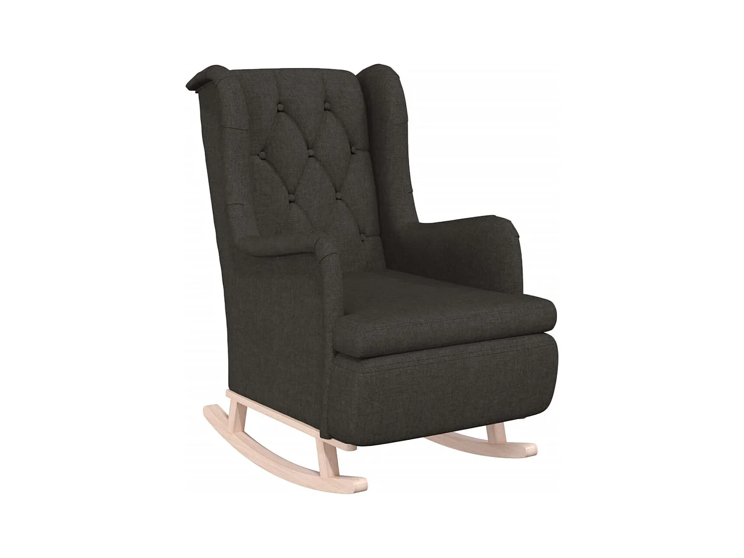Sillón de salón con patas mecedoras y taburete de tela gris oscuro SHL9088