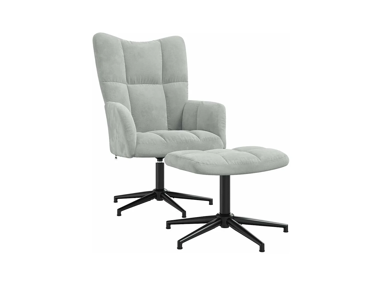 Chaise de relaxation moderne avec tabouret-Fauteuil de Salon Gris clair Velours SHL3491