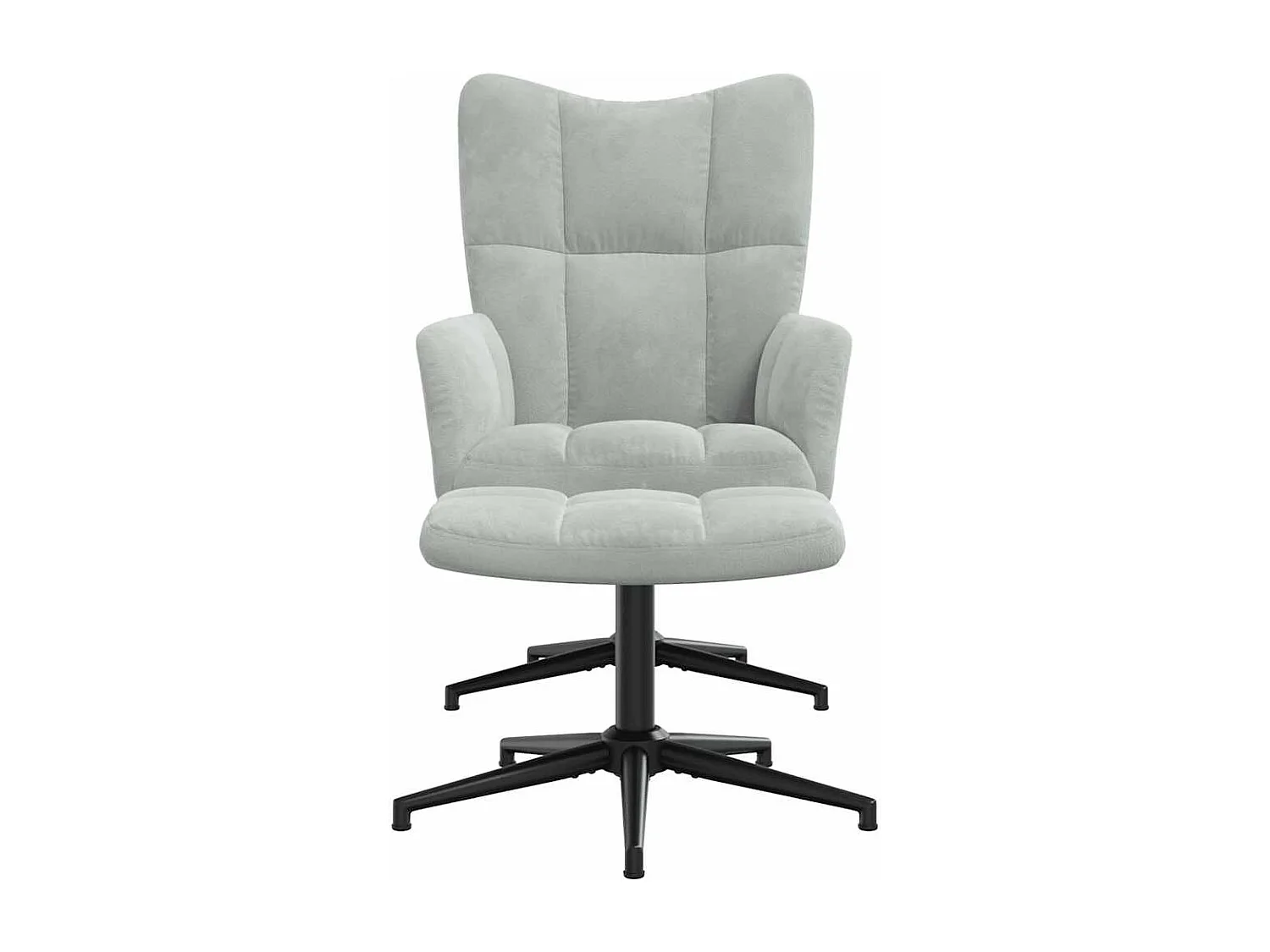 Relaxsessel mit Hocker | Lounge Sessel Hellgrau Samt SHL31699