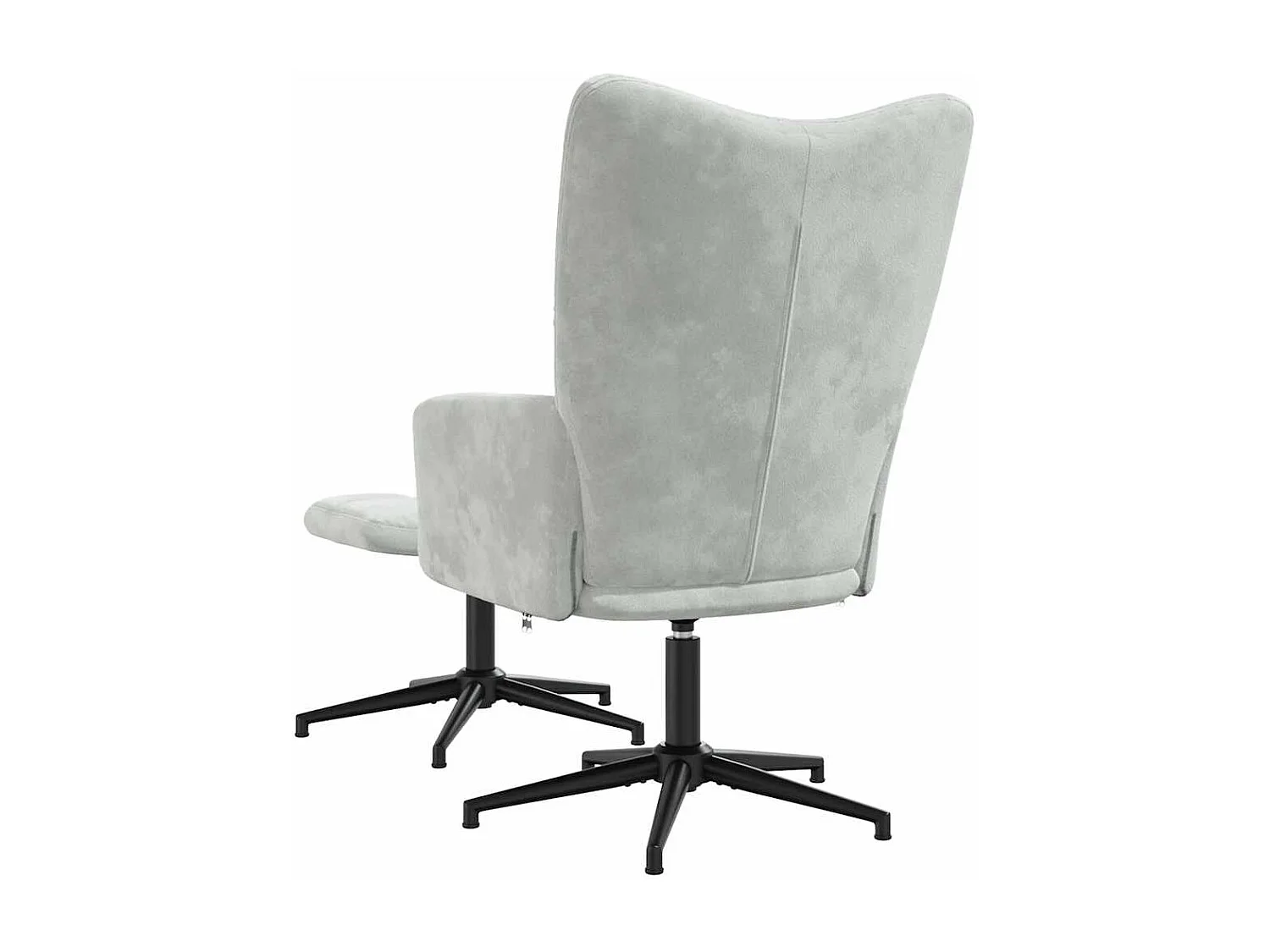 Relaxsessel mit Hocker | Lounge Sessel Hellgrau Samt SHL31699