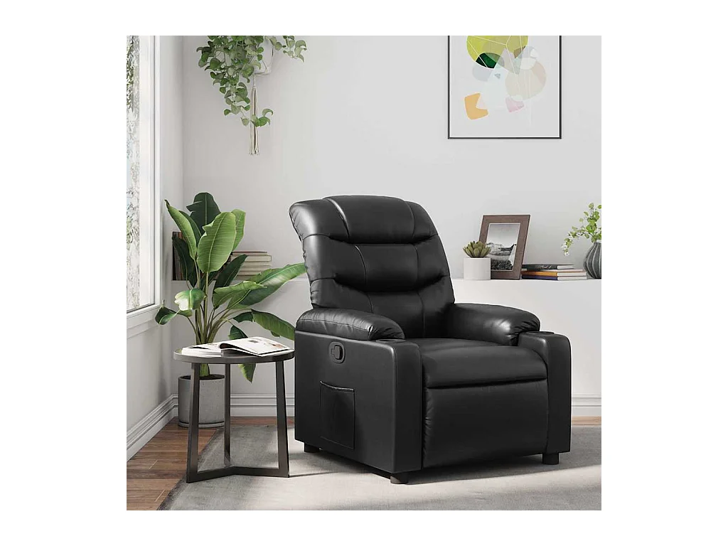 Sillón de relax | Sillón reclinable de cuero sintético negro SHL2860