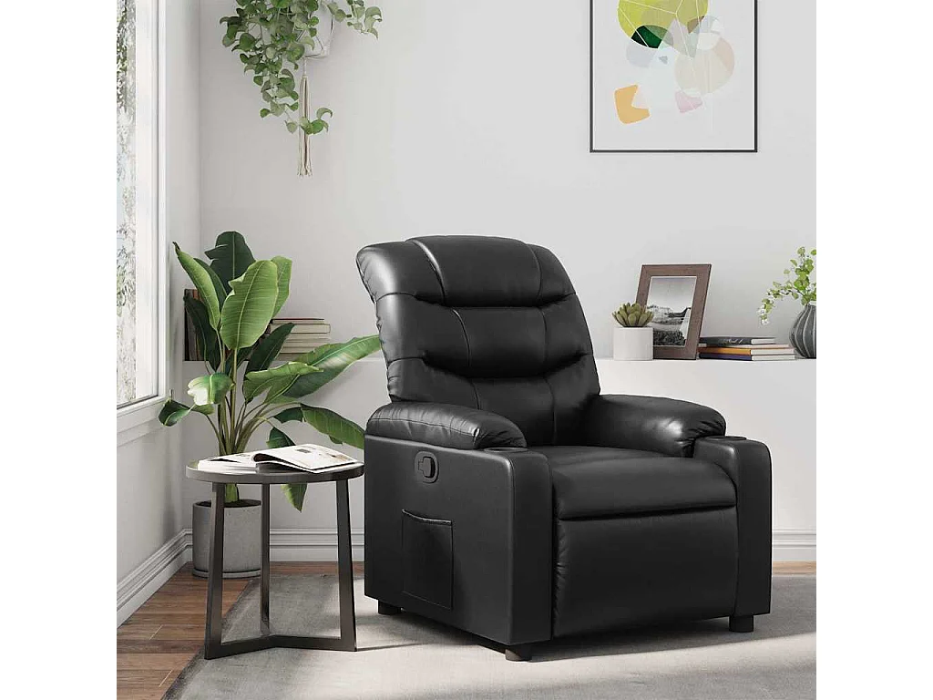 Sillón de relax | Sillón reclinable de cuero sintético negro SHL2860