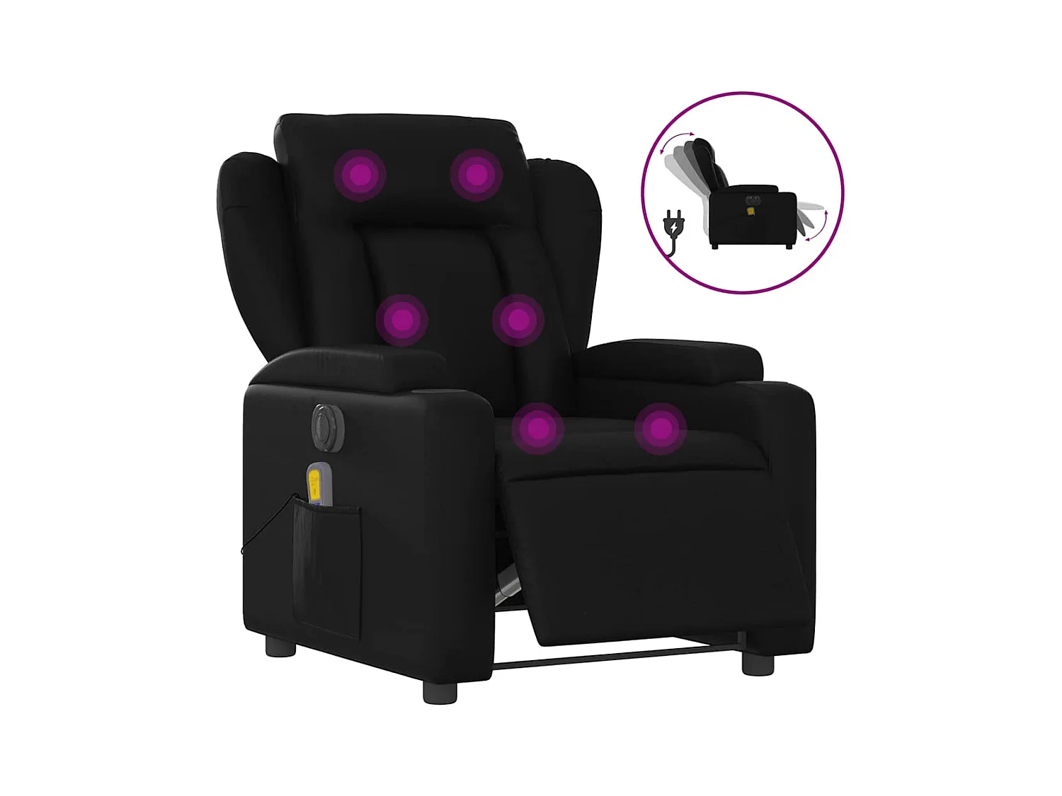 Sillón de salón | Silla | Sillón de masaje reclinable eléctrico cuero sintético negro SHL6713