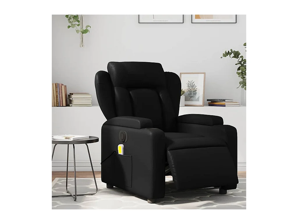 Sillón de salón | Silla | Sillón de masaje reclinable eléctrico cuero sintético negro SHL6713