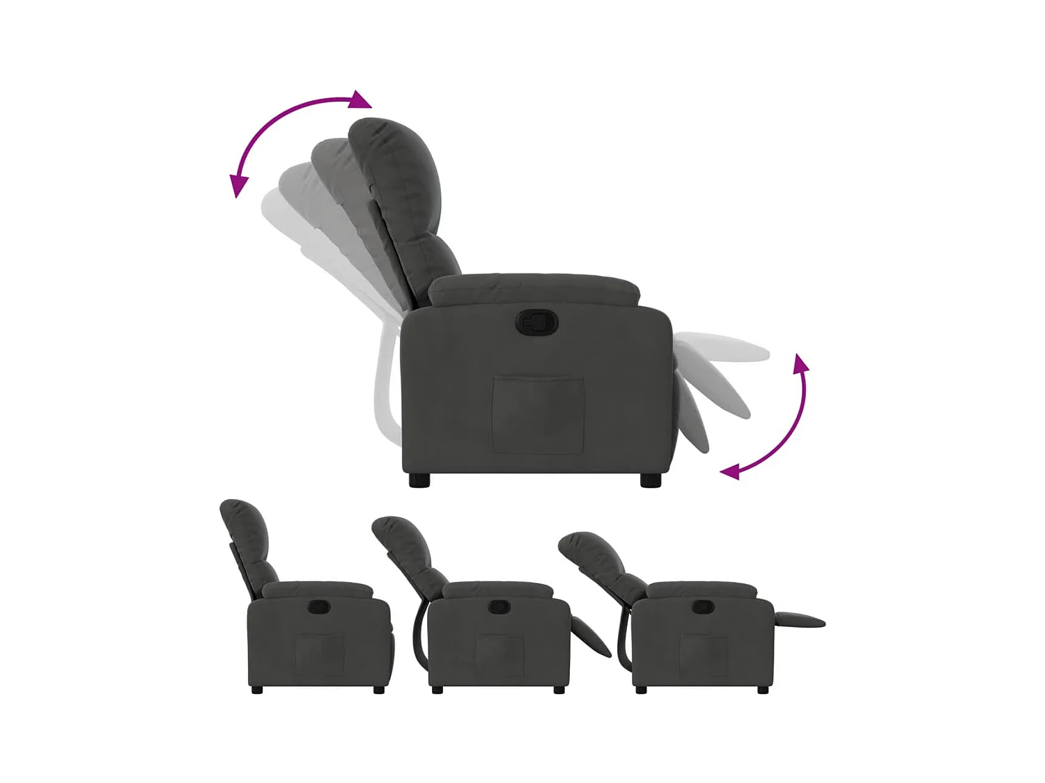 Sillón de relax | Silla | Sillón reclinable tela de microfibra gris oscuro SHL6280