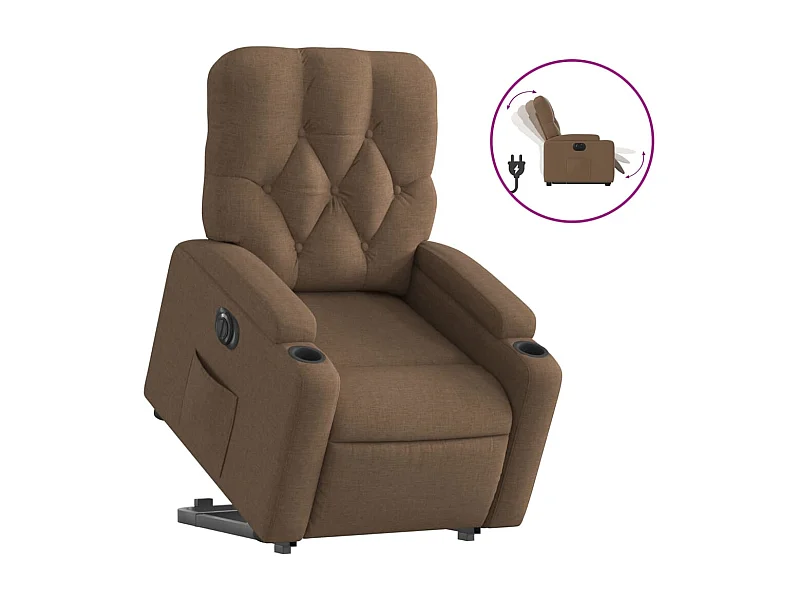 Fauteuil inclinable électrique-Chaise de relax-Fauteuil salon marron tissu SHL1981