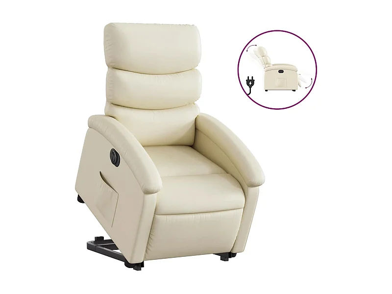 Fauteuil inclinable électrique-Chaise de relax-Fauteuil TV crème similicuir SHL1193