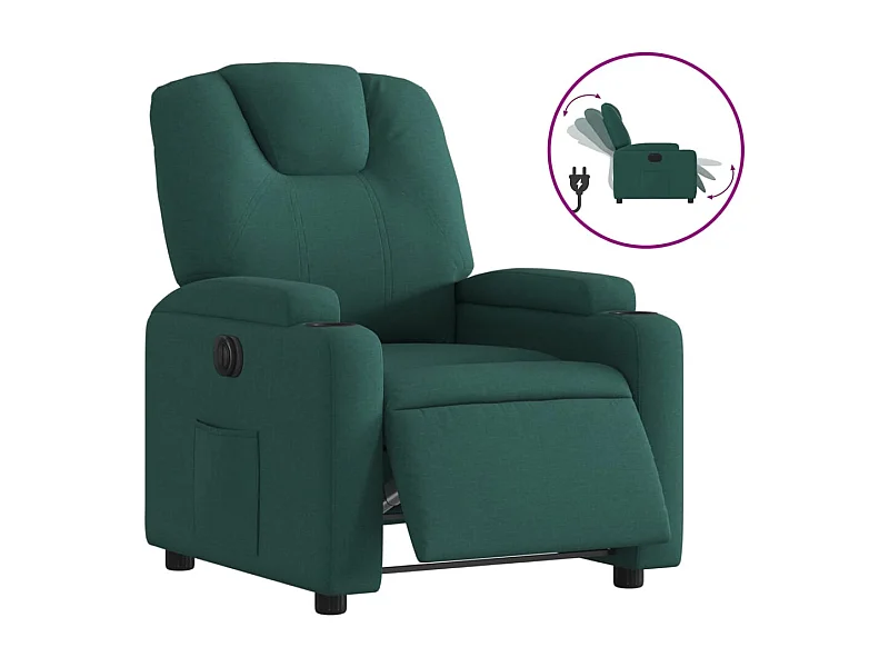 Sillón de relax | Silla | Sillón reclinable eléctrico tela verde oscuro SHL5384
