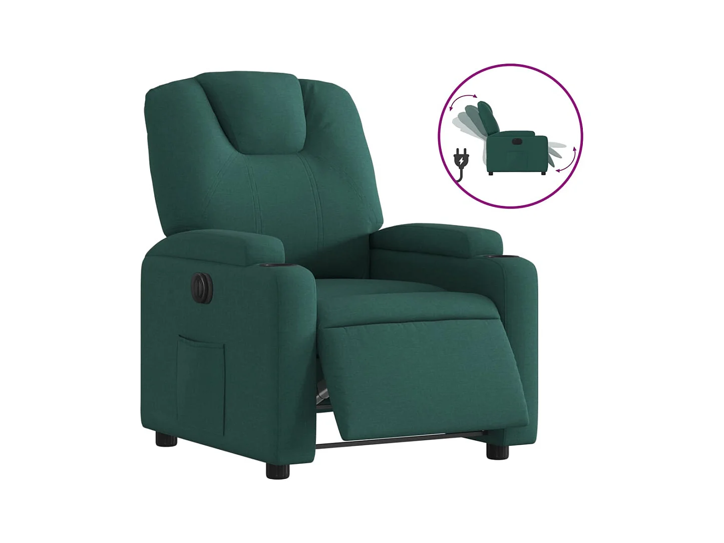 Sillón de relax | Silla | Sillón reclinable eléctrico tela verde oscuro SHL5384