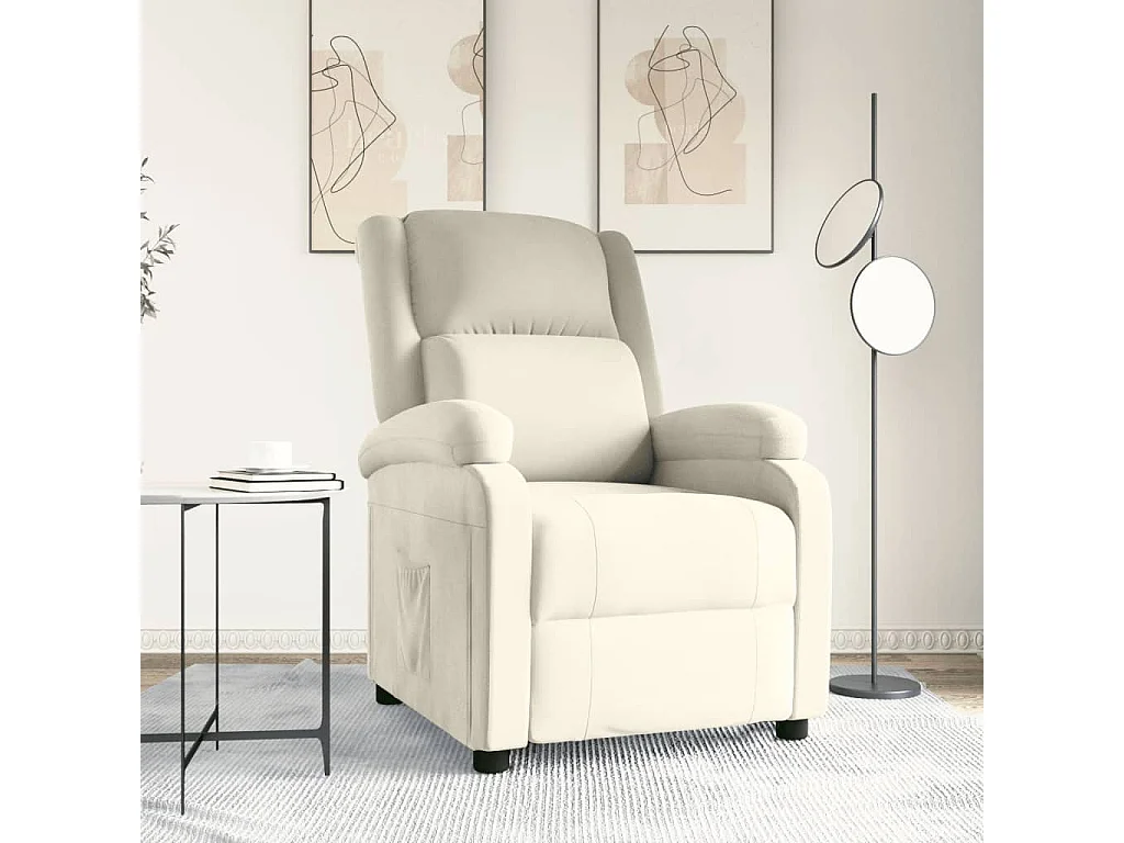 Fauteuil inclinable-Fauteuil de salon Crème Velours SHL4050