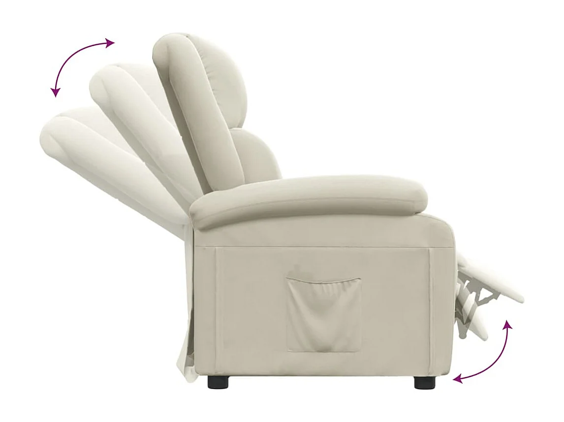 Fauteuil inclinable-Fauteuil de salon Crème Velours SHL4050