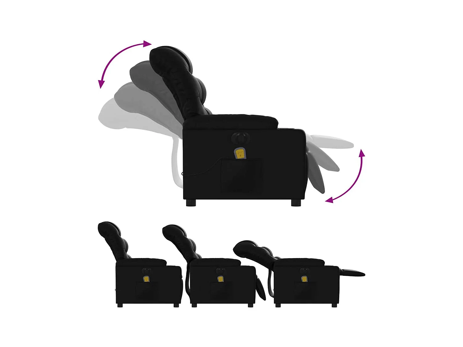 Poltrona massagens reclinável elétrica couro artificial preto SHL946165