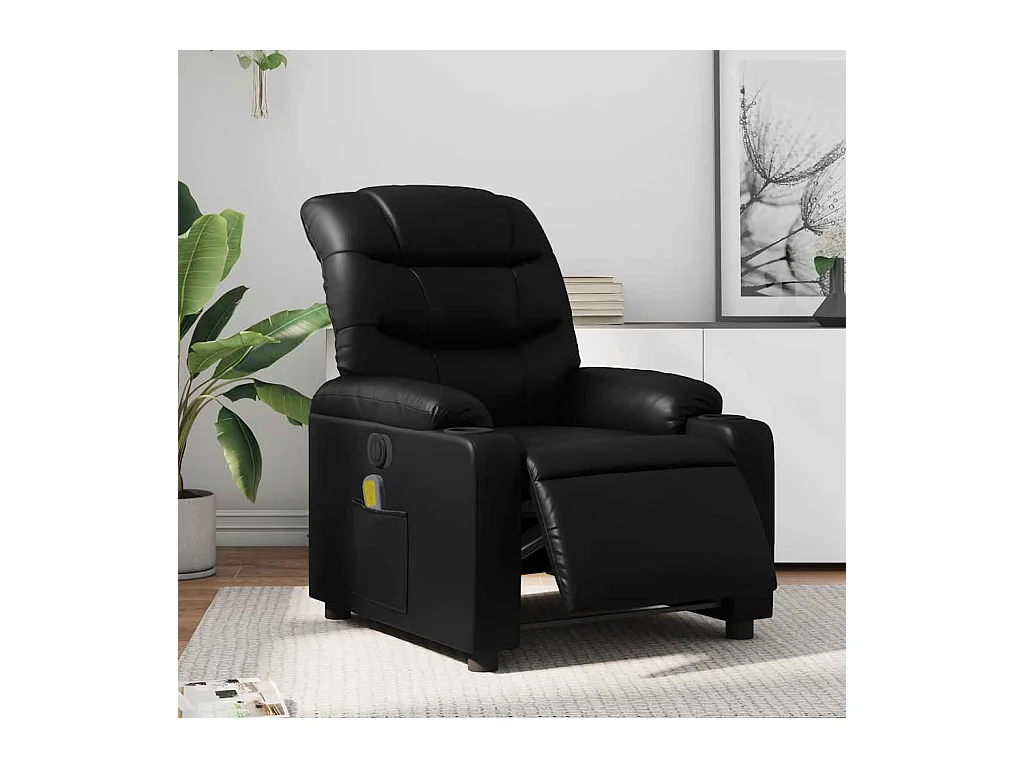 Sillón de salón | Silla | Sillón de masaje reclinable eléctrico cuero sintético negro SHL4849