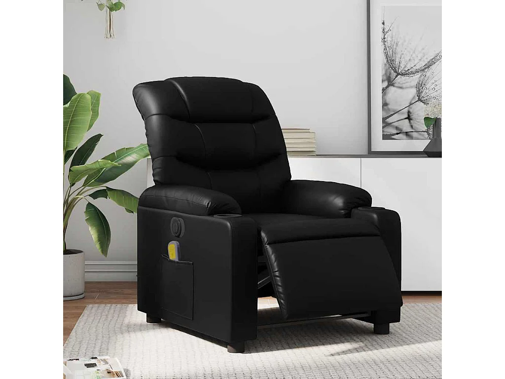 Fauteuil inclinable électrique-Fauteuil de massage de Salon noir similicuir SHL3187