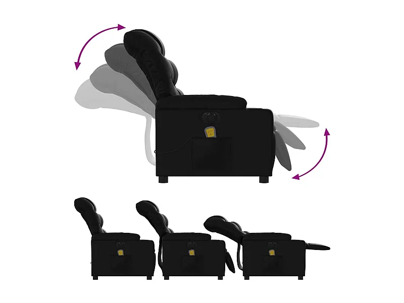 Fauteuil inclinable électrique-Fauteuil de massage de Salon noir similicuir SHL3187
