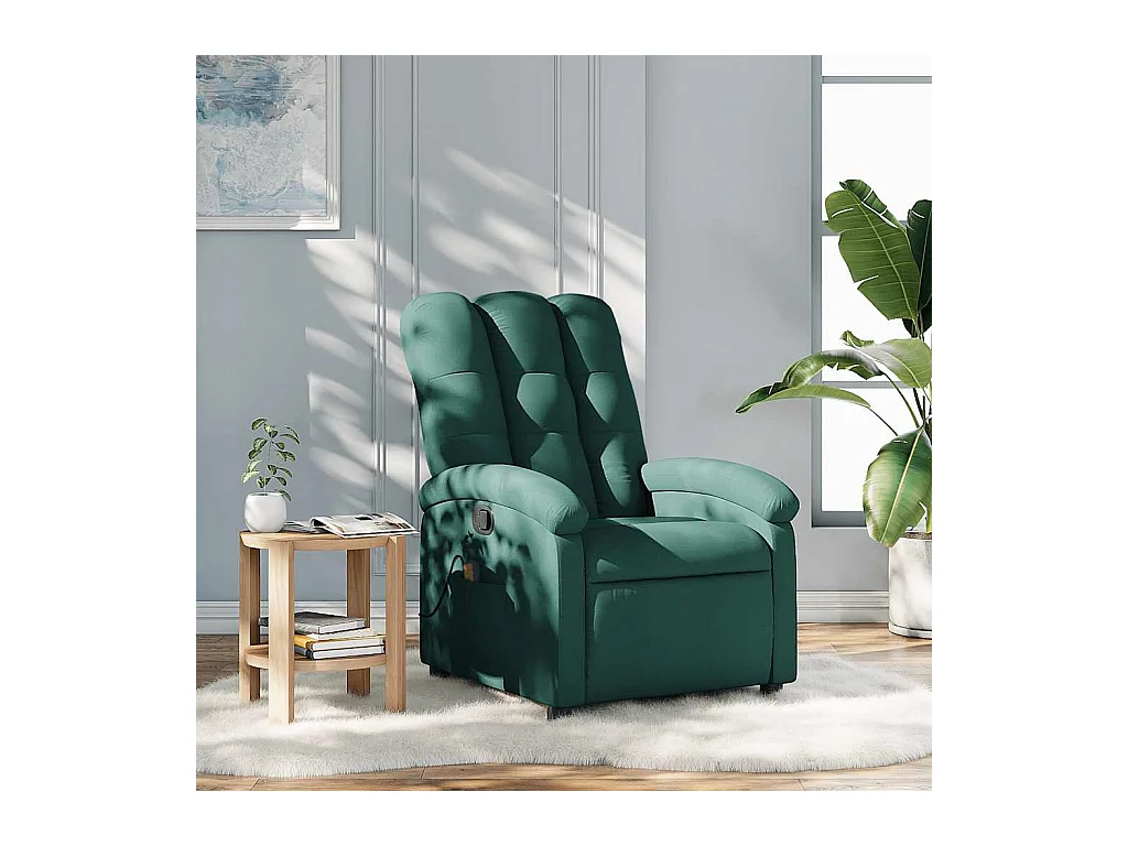 Fauteuil inclinable-Chaise de relax-Fauteuil de Massage vert foncé tissu SHL3375