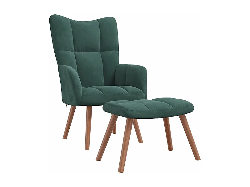 Relaxstoel | Fauteuil met voetenbank fluweel donkergroen