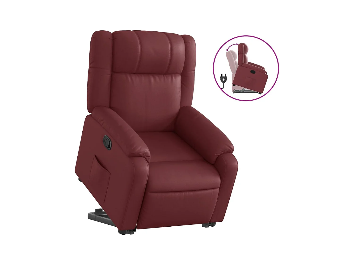 Fauteuil inclinable-Chaise de relax-Fauteuil salon Rouge bordeaux Similicuir SHL1691
