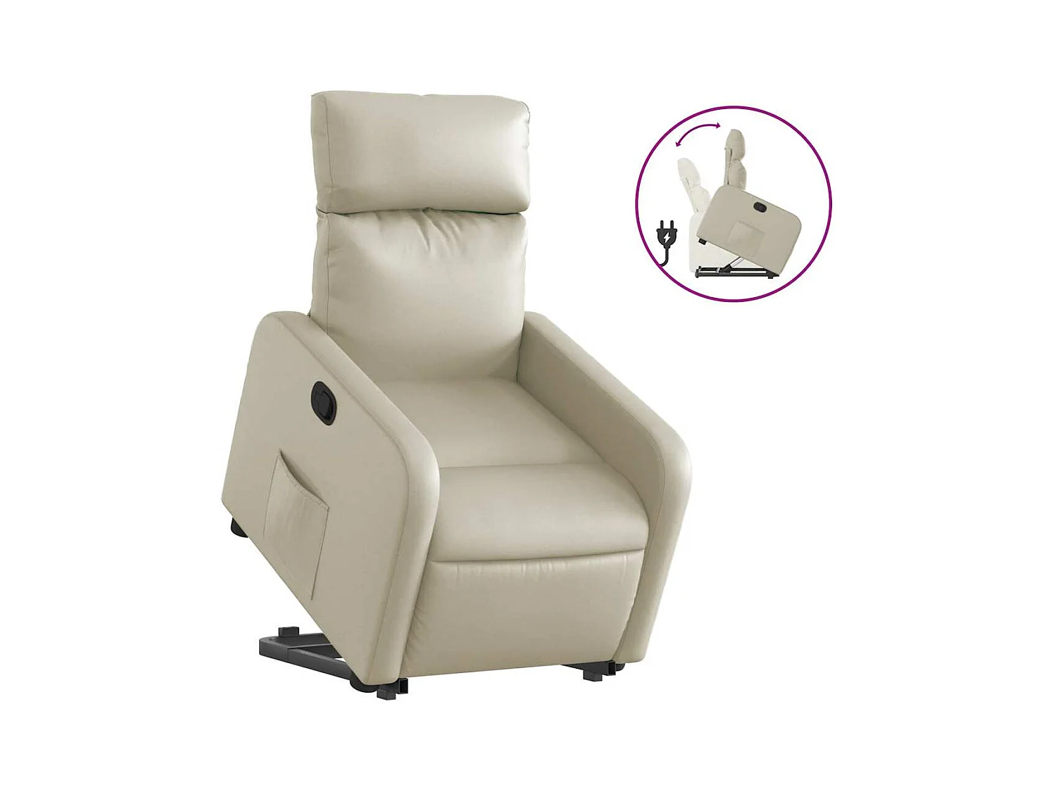 Sillón de relax | Sillón reclinable elevable cuero artificial color crema SHL5803