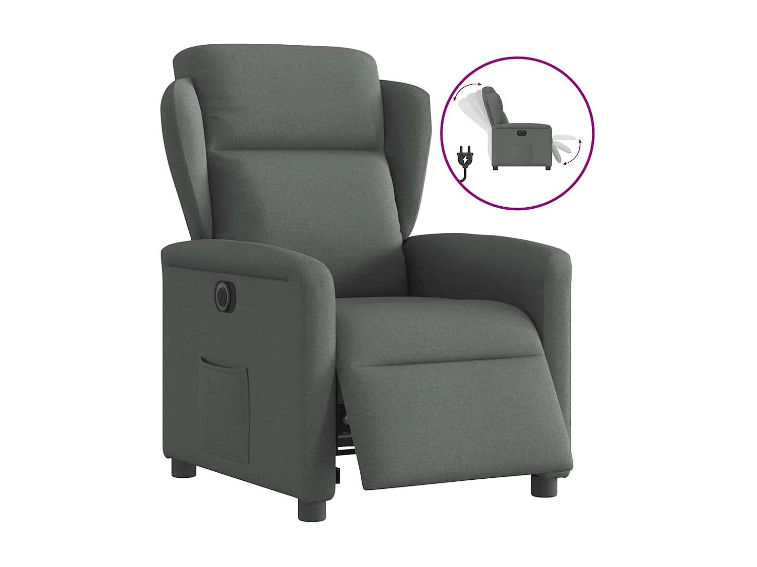 Relaxsessel Elektrisch | Lounge Sessel indoor Dunkelgrau Stoff SHL92733
