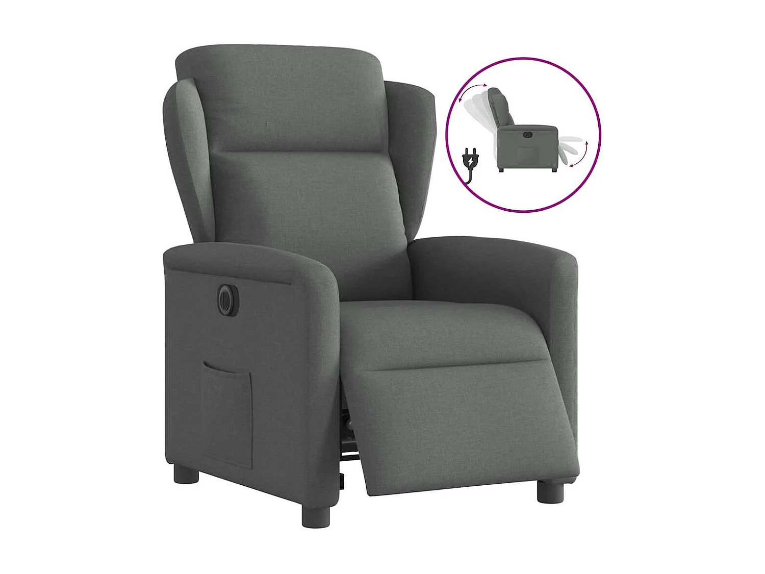 Relaxsessel Elektrisch | Lounge Sessel indoor Dunkelgrau Stoff SHL92733