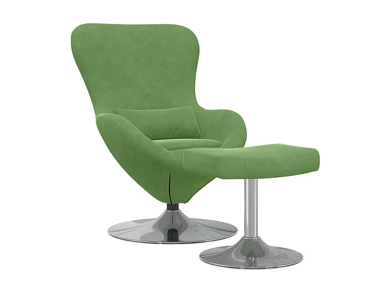 Silla de relax | Sillón Huevo con Puff Verde claro 63x73x90 cm Terciopelo SHL4072