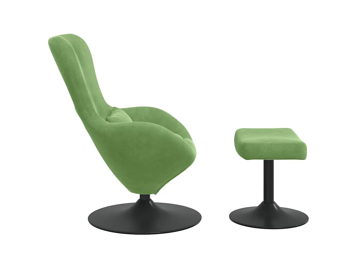 Silla de relax | Sillón Huevo con Puff Verde claro 63x73x90 cm Terciopelo SHL4072