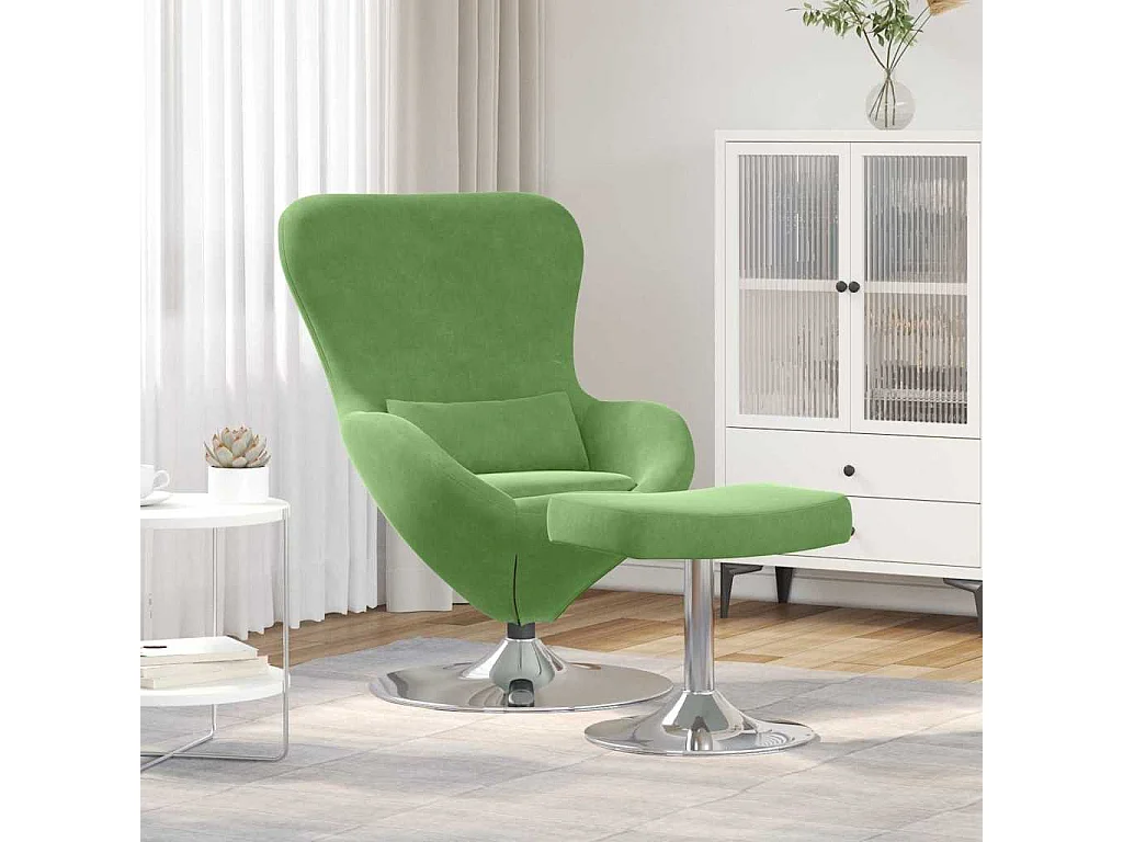 Cadeira Relax | Cadeira com Puff Verde claro 63x73x90 cm Veludo SHL393610